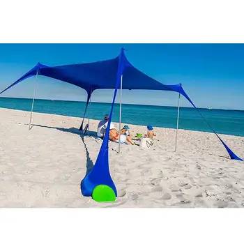 Пляжное укрытие от солнца Палатка с 4 алюминиевыми опорами Пляжный зонт от солнца с сумкой для переноски 4