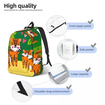 Рюкзак для ноутбука, уникальная школьная сумка с милыми лесными Тиграми, Прочный Студенческий рюкзак для мальчиков и девочек, дорожная сумка 4
