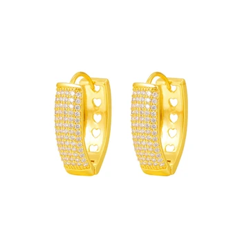 Женские серьги-кольца v-образной формы, инкрустированные крошечными кристаллами из настоящего золота 18 карат, Модные серьги-хагги для девочек в подарок 5