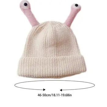 Зимняя шапка для малышей с милыми глазами животных, детская вязаная теплая шапочка, детская зимняя шапка, вязаная шапочка для малышей 5