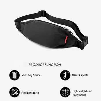 Однотонная спортивная поясная сумка для мужчин, многофункциональная спортивная сумка-слинг для деловой поездки, большая вместимость 5